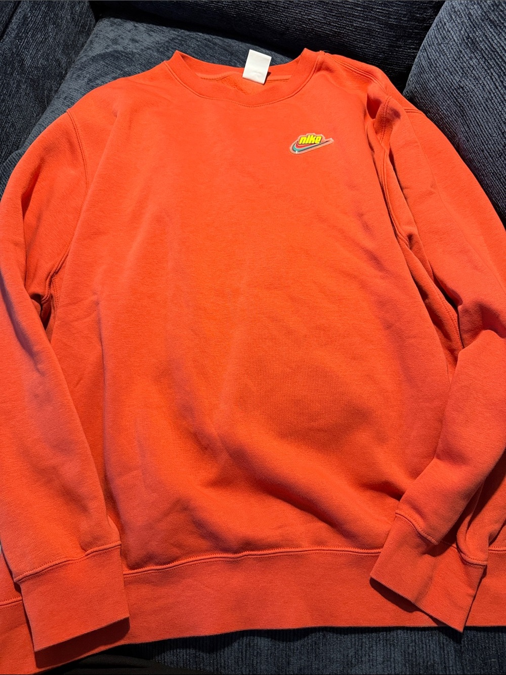 Nike Orange Crewneck Sweatshirt with Small Chest Logo
